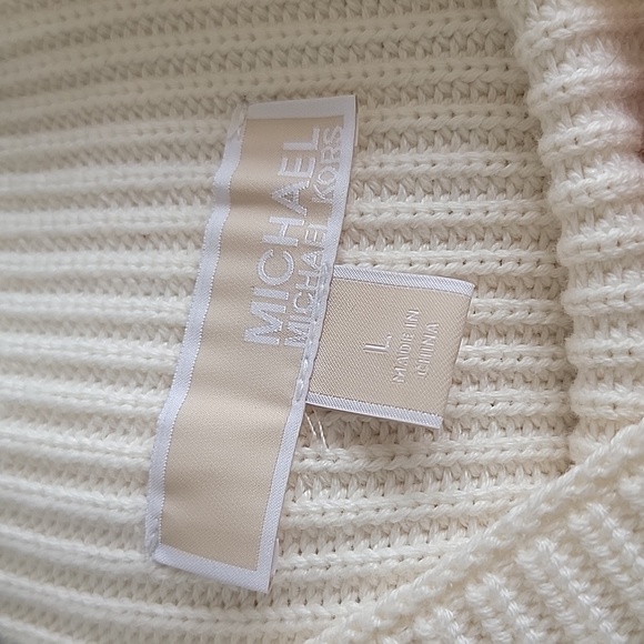 Michael Kors Cream Beige Side Lace Sleeveless Sweater. Size Large. - Picture 5 of 11